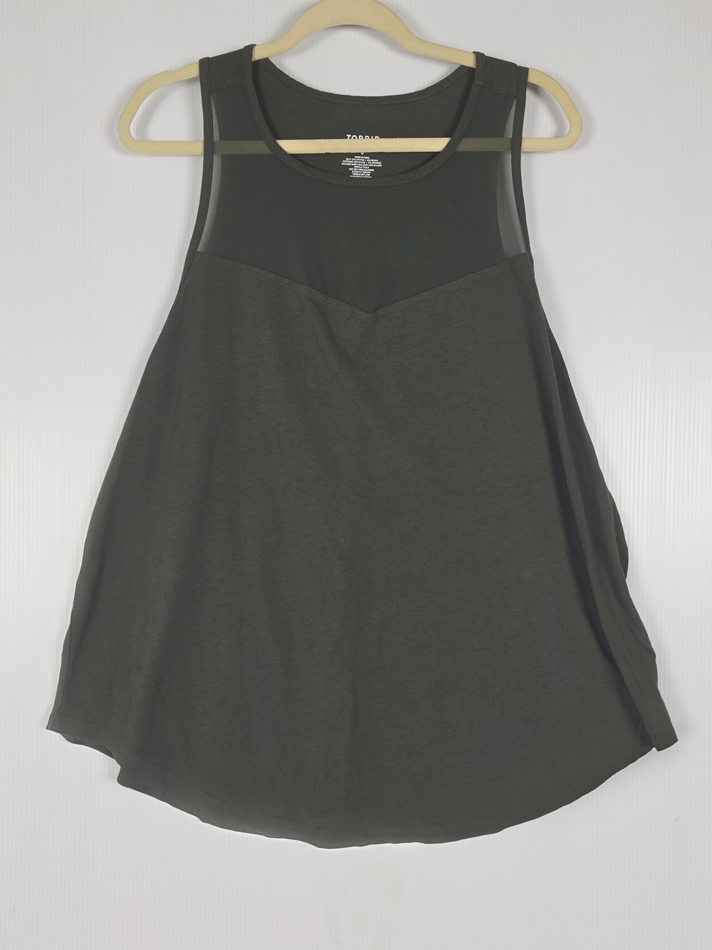Torrid Olive Mesh Yoke A-Line Tank